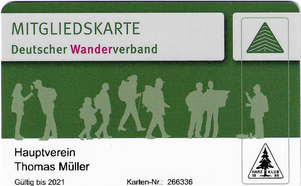 Mitgliedskarte Deutscher Wanderverband Harzklub